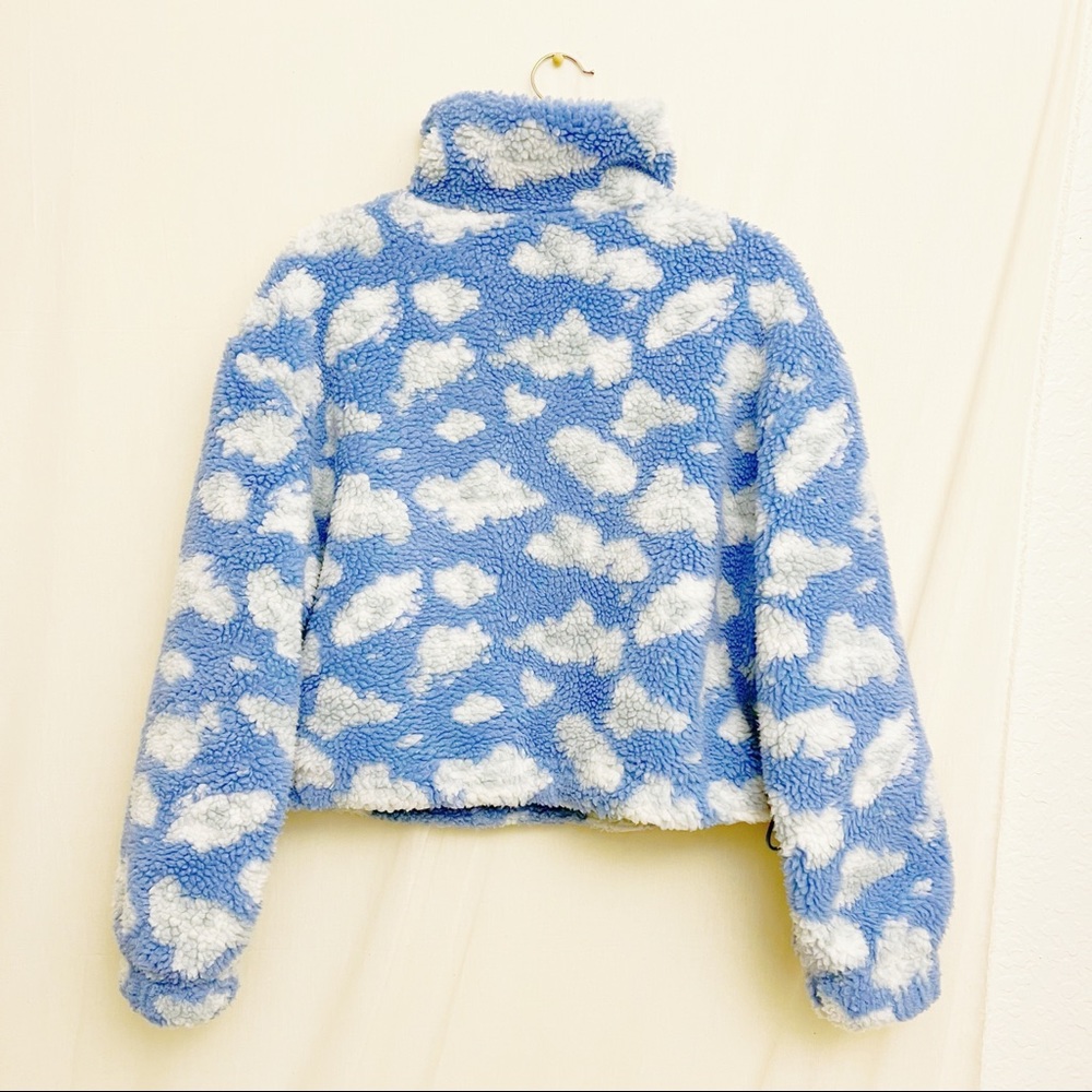 Urban Outfitters Blue and White Cloud Nine Sherpa Popover Jacket - Picture 8 of 8